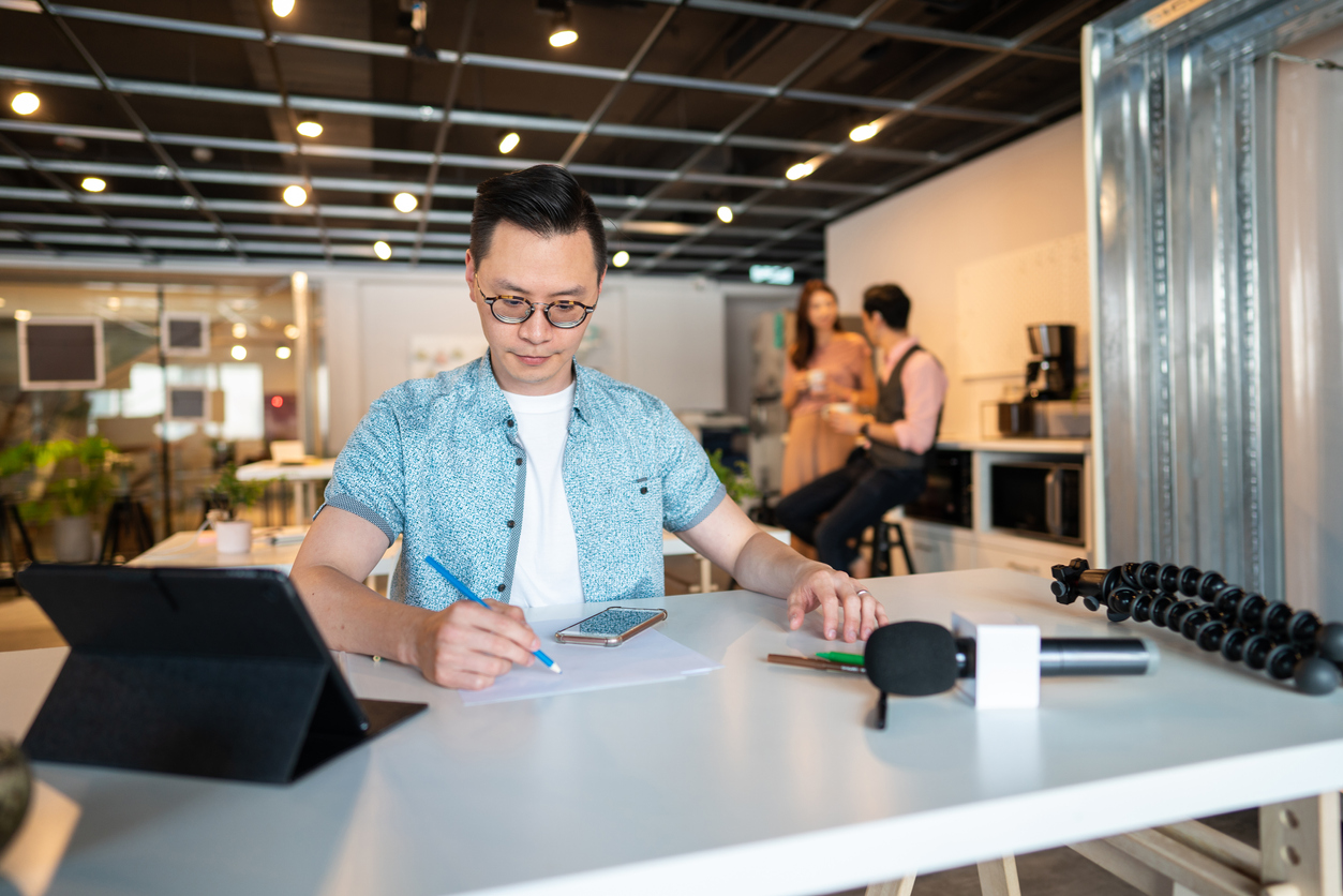 Journalist sitting in the office